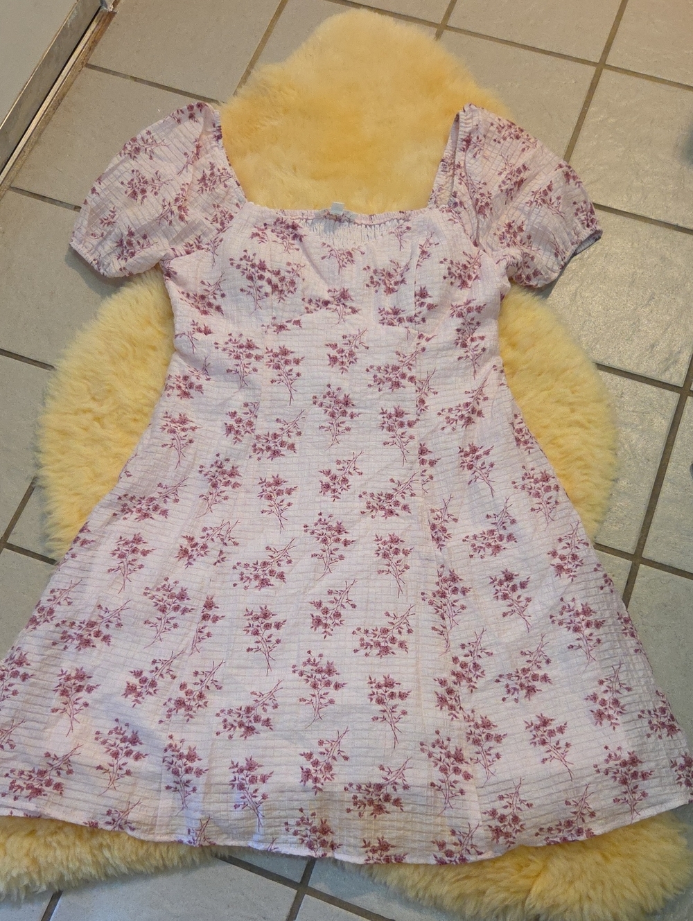 Lily Rose Light Pink Floral Puff-Sleeve Dress